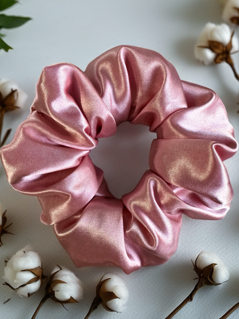 Scrunchies Candy Pink Satin Silk
