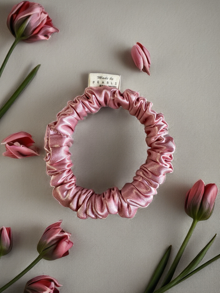 Scrunchies Candy Pink Satin Silk