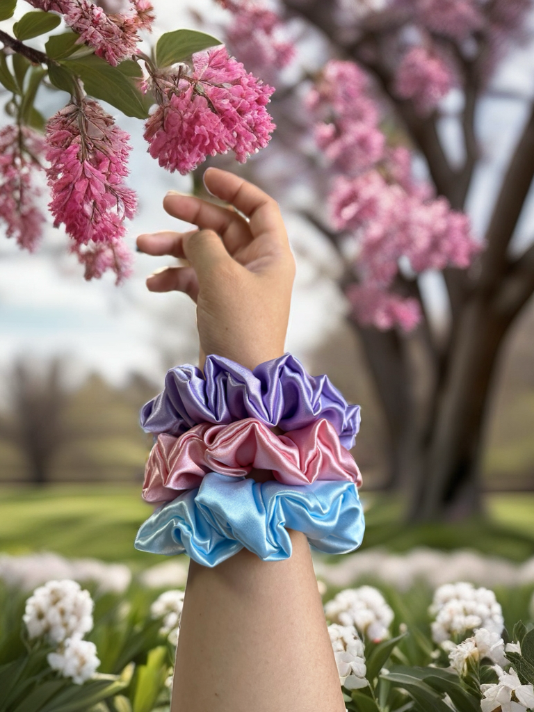 Scrunchies Candy Pink Satin Silk
