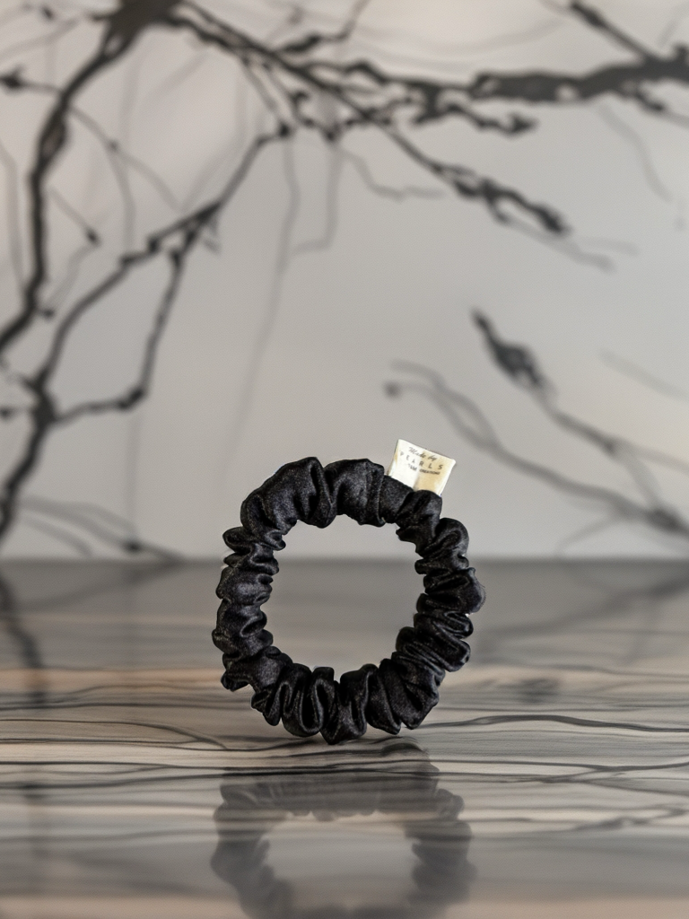 Scrunchies Spirit Black Satin Silk