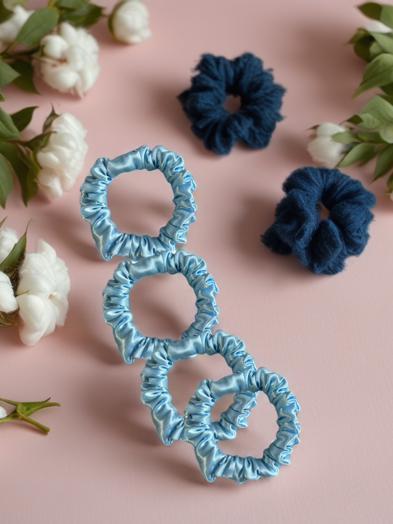 Scrunchies Light Blue Satin Silk