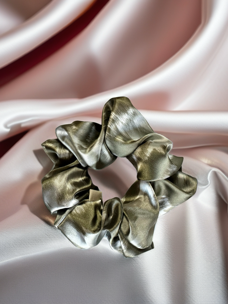 Scrunchies Gray Abstract Charmeuse Silk