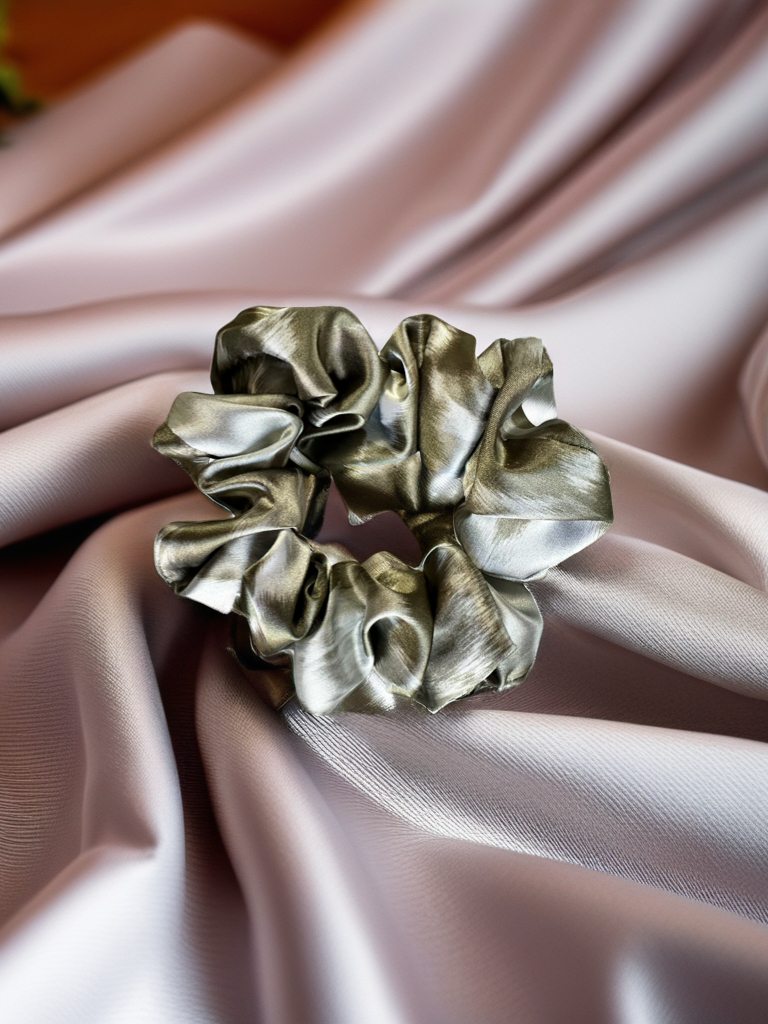 Scrunchies Gray Abstract Charmeuse Silk