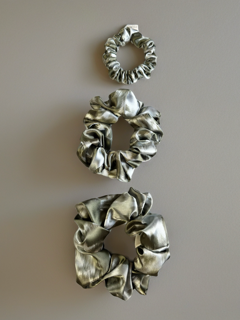 Scrunchies Gray Abstract Charmeuse Silk
