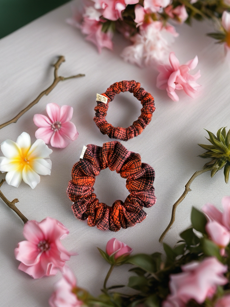 Scrunchies Orange Blurred Plaid