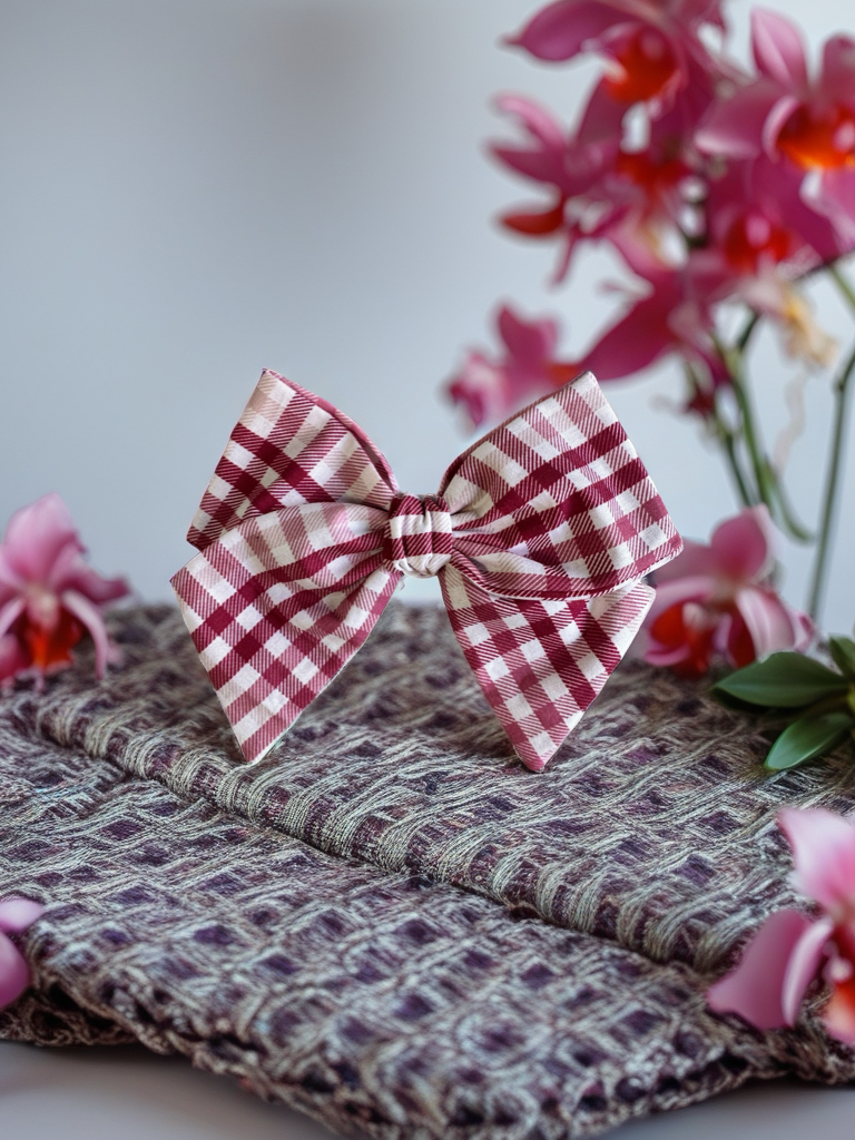 Hair Clips Ribbon Keepsake Calico Pink