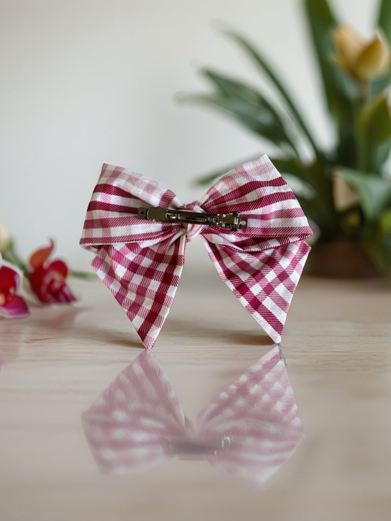 Hair Clips Ribbon Keepsake Calico Pink