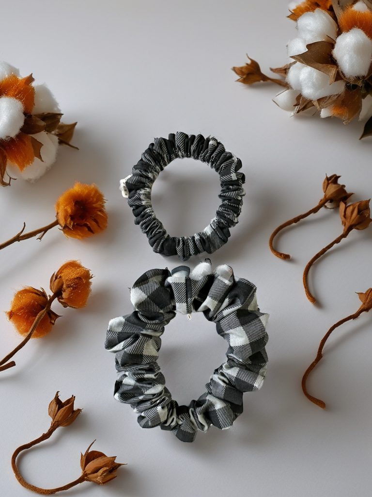 Scrunchies Keepsake Calico Black/Gray Checker