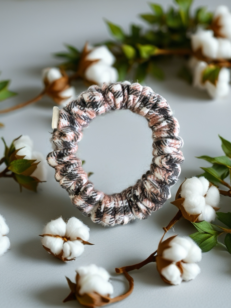 Scrunchies Blush Grey Plaid